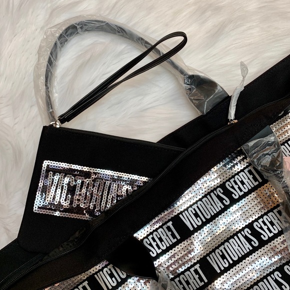 VICTORIA SECRET BLING SEQUIN TOTE W/BONUS BAG NIB - Picture 5 of 8